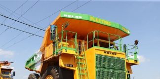 BELAZ представил опытный образец электросамосвала BELAZ-7558Е грузоподъемность 90 тонн