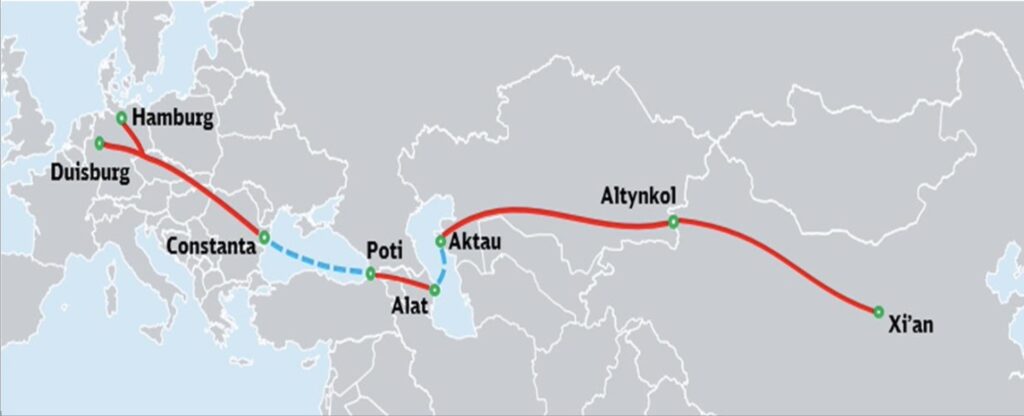 DB Cargo Eurasia запустит интермодальное сообщение из Китая в Германию по Транскаспийскому коридору 1